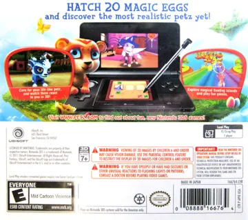 Petz Fantasy 3D (Usa) box cover back